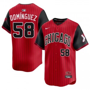 #58 Seranthony Dominguez MLB Men City Connect Baseball Jersey | CWS White Sox Red Fan Gear 06bq6S88