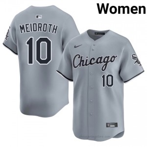 ChiSox Chase Meidroth #10 Gray Women Baseball Jersey | 2026 Season Gameday l3w81065