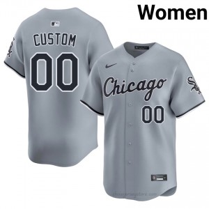 #00 Custom Official Women Baseball Jersey | CWS White Sox Gray Fan Gear Ks670071
