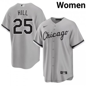 ChiSox Derek Hill #25 Grey Women Baseball Jersey | 2026 Season Official 8pbx8722