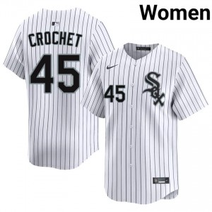 #45 Garrett Crochet Official Women Baseball Jersey | CWS White Sox White Fan Gear 8v6M0290