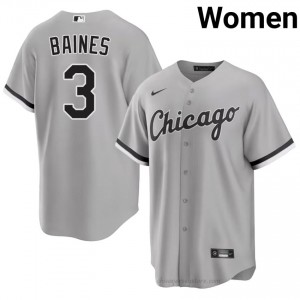 #3 Harold Baines Genuine Women Baseball Jersey | CWS White Sox Grey Fan Gear e142lV89