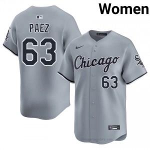 #63 Jedixson Paez Limited Women Baseball Jersey | CWS White Sox Gray Fan Gear 85053V37
