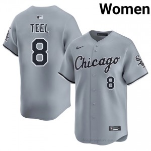#8 Kyle Teel MLB Women Baseball Jersey | CWS White Sox Gray Fan Gear S7ltu611