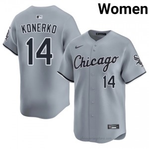 ChiSox Paul Konerko #14 Gray Women Baseball Jersey | 2026 Season MLB d4oSET48