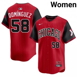 Seranthony Dominguez #58 Chicago White Sox City Connect Baseball Jersey | Premium Women Red Stitch Edition pt420a30
