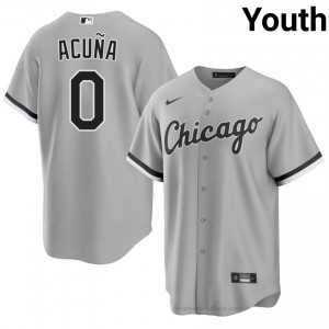 Authentic Luisangel Acuna #0 CWS Youth Baseball Jersey | Grey South Side Pride Edition 5L5lr148