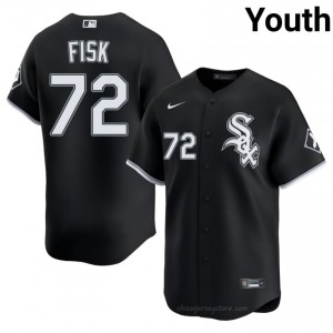Authentic Carlton Fisk #72 CWS Youth Baseball Jersey | Black South Side Pride Edition 108K8V29