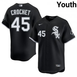 ChiSox Garrett Crochet #45 Black Youth Baseball Jersey | 2026 Season Pro-Grade 13y0X563
