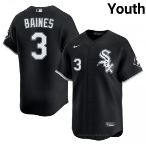 #3 Harold Baines Official Youth Baseball Jersey | CWS White Sox Black Fan Gear 7Kl12F27