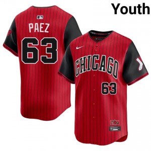Jedixson Paez #63 Chicago White Sox City Connect Baseball Jersey | Premium Youth Red Stitched Edition 5PchU469