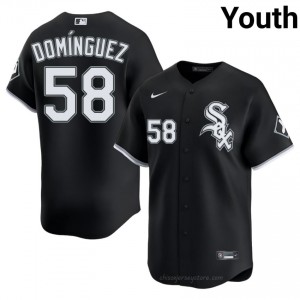 #58 Seranthony Dominguez Genuine Youth Baseball Jersey | CWS White Sox Black Fan Gear VFpJEI24