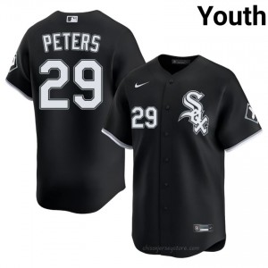#29 Tristan Peters Pro-Grade Youth Baseball Jersey | CWS White Sox Black Fan Gear HO2co315